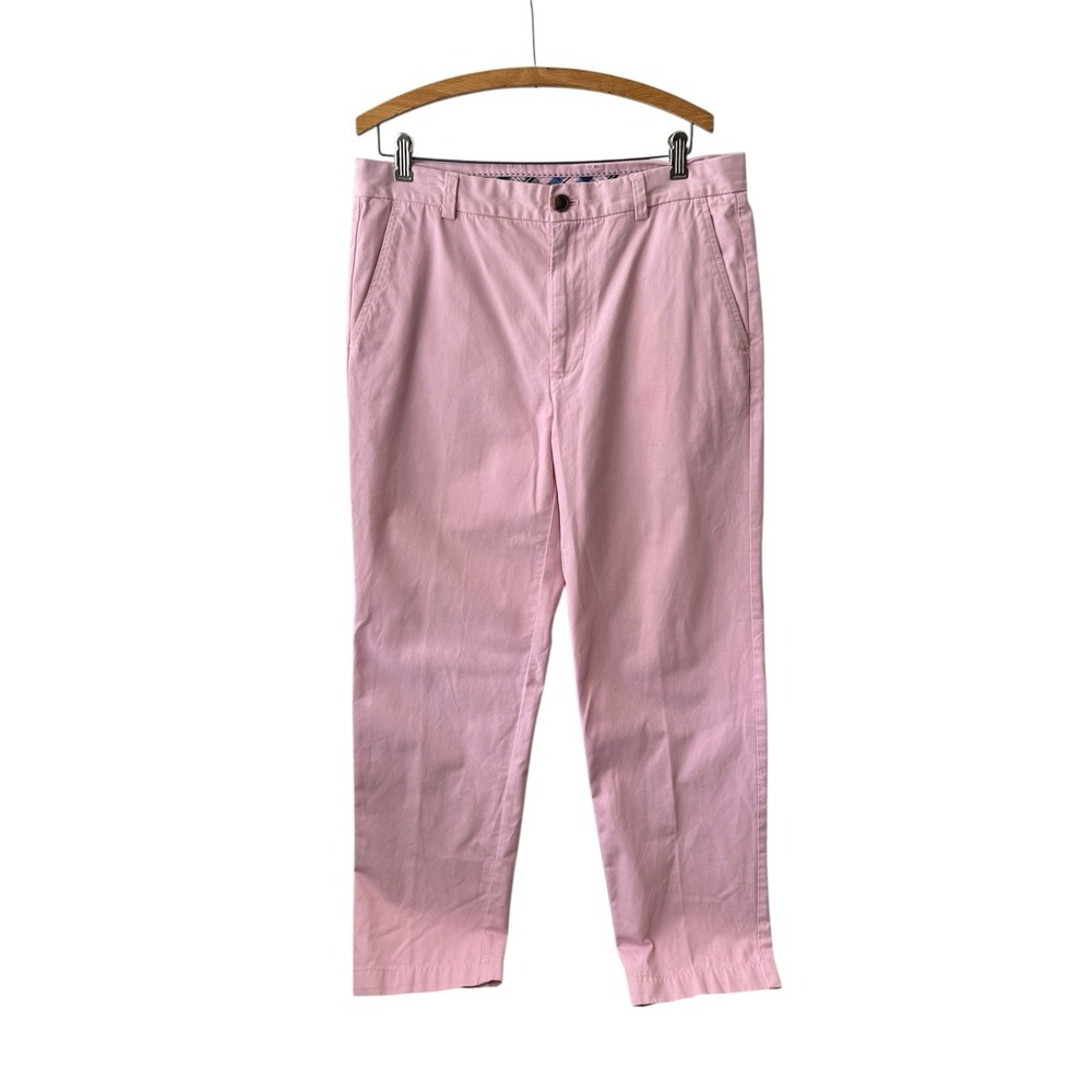 Brooks Brothers Clark Pants Mens 33x34 Pink Flat Front Straight Fit Preppy Chino